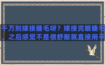 千万别嫁接睫毛呀？嫁接完眼睫毛，之后感觉不是很舒服就直接用手扯掉了，但同时自己的睫毛也所剩无几了，怎么办现在好苦