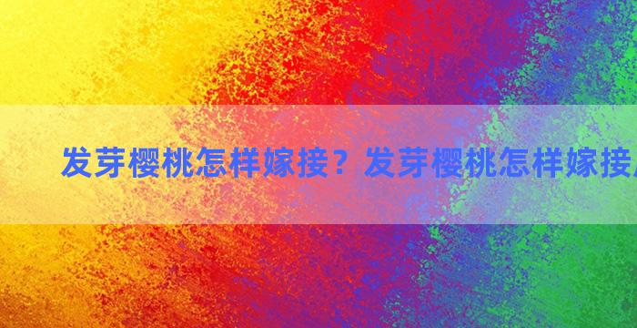 发芽樱桃怎样嫁接？发芽樱桃怎样嫁接成活率高