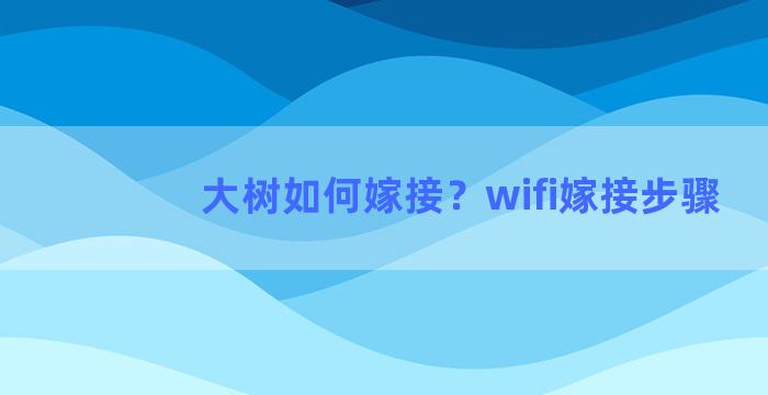 大树如何嫁接？wifi嫁接步骤