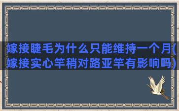 嫁接睫毛为什么只能维持一个月(嫁接实心竿稍对路亚竿有影响吗)