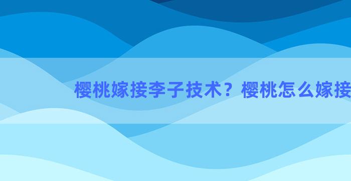 樱桃嫁接李子技术？樱桃怎么嫁接