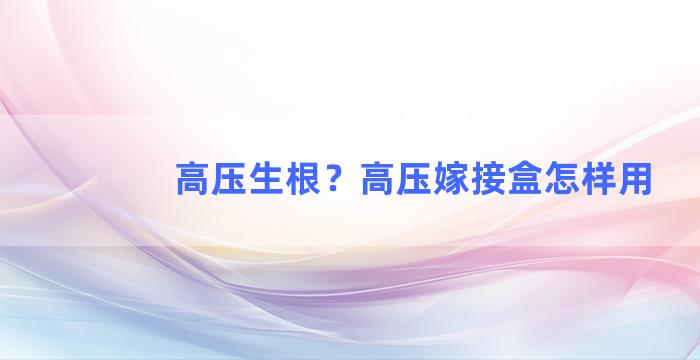 高压生根？高压嫁接盒怎样用